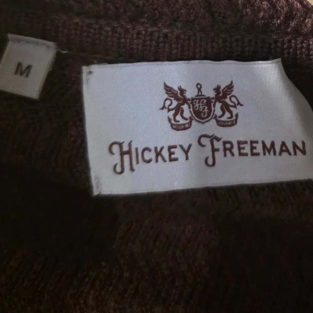 Hickey Freeman 100% Merino Wool and Suede Cardigan Sweater - sz M - Picture 4 of 5